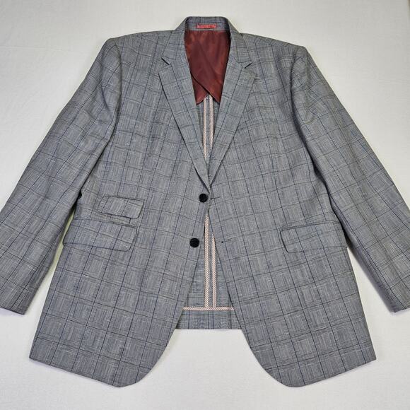 Charles Tyrwhitt Windowpane Unstructured Blazer Mens 46R Linen Sport Coat Plaid - Picture 1 of 16